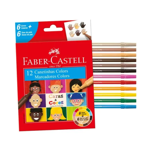 FABER MARCADOR 12PC CARAS & CORES
