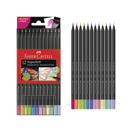 FABER LÁPIZ COLOR SOFT 12PC NEON+PASTEL